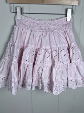 Coquette Eyelet Ruffle Light Pink Tiered Frilly Mini Skirt‎ Guess Size XS